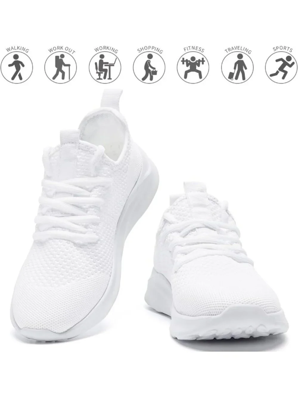 Men's White Running Shoes Sneakers Tennis Fitness Athletic Shoes Non Slip Shoes